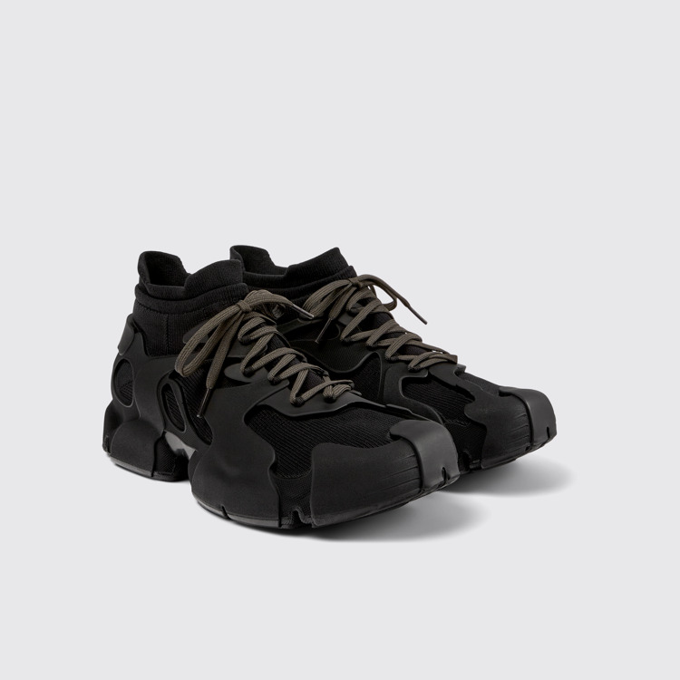 Front view of Tossu Black Caged Sneakers