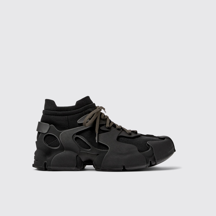 Side view of Tossu Black Caged Sneakers