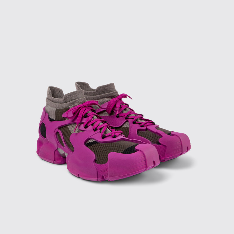 Front view of Tossu Purple caged sneakers