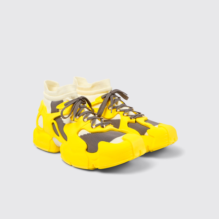 Front view of Tossu Yellow caged sneakers