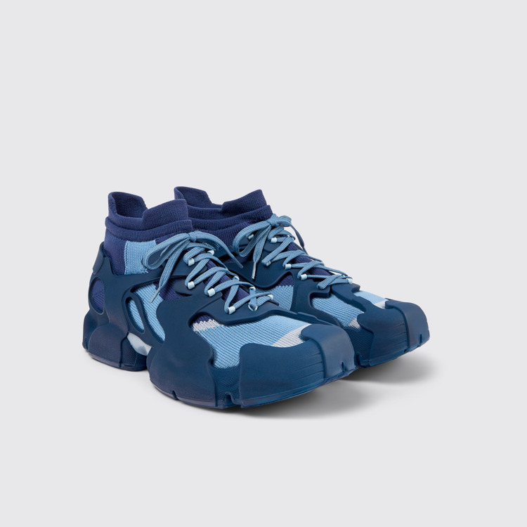 Front view of Tossu Blue caged sneakers