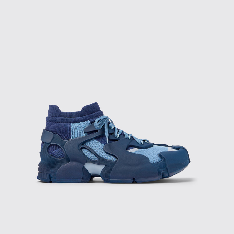 Side view of Tossu Blue caged sneakers