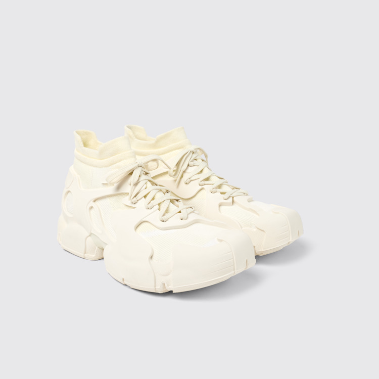 Front view of Tossu White Caged Sneakers