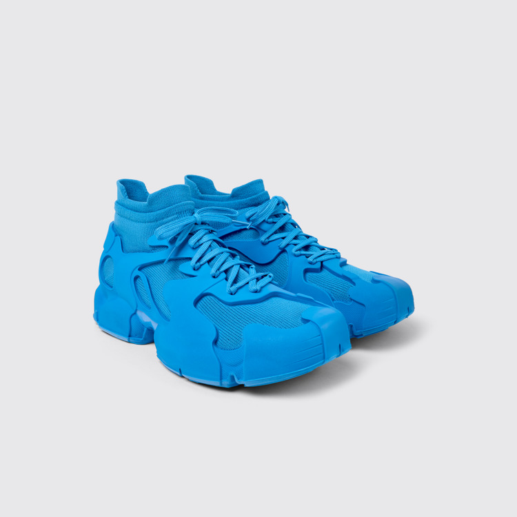 Front view of Tossu Blue Caged Sneakers