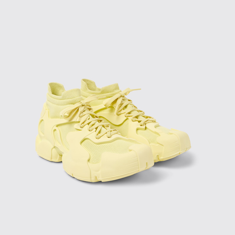 Front view of Tossu Yellow Caged Sneakers