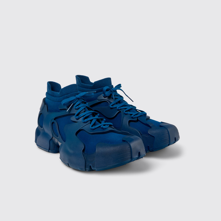 Front view of Tossu Blue Caged Sneakers