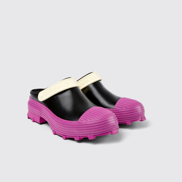 Front view of Traktori Multicolored leather clogs