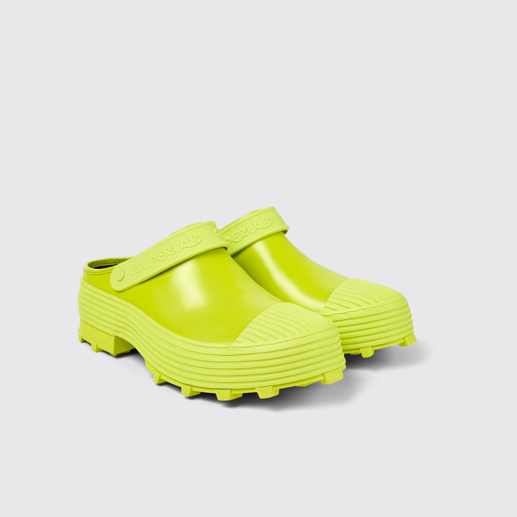 Front view of Traktori Green Leather Clog