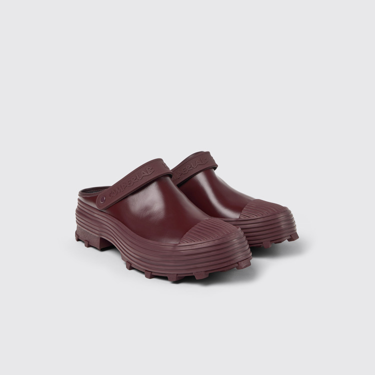 Front view of Traktori Burgundy Leather Clogs