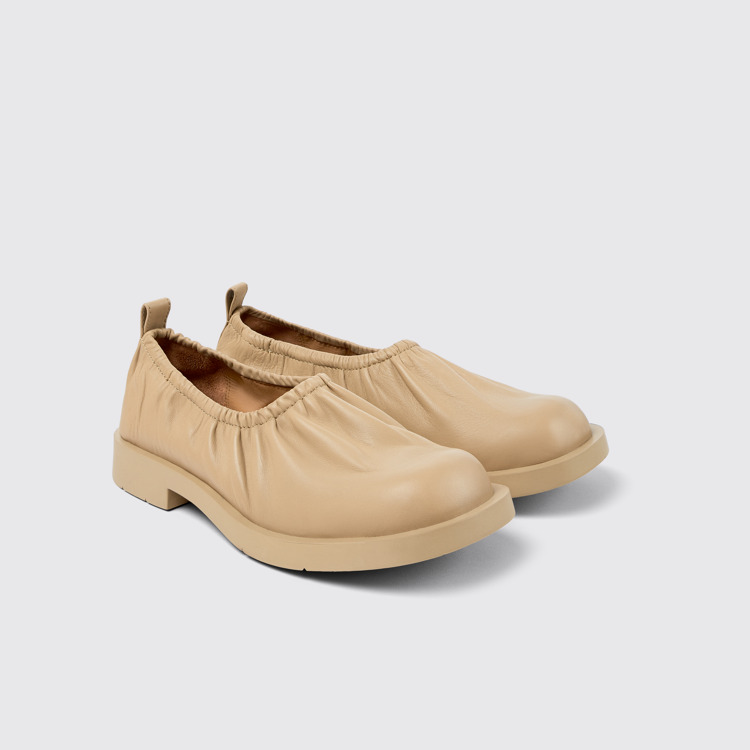 Front view of MIL 1978 Beige leather ballerinas