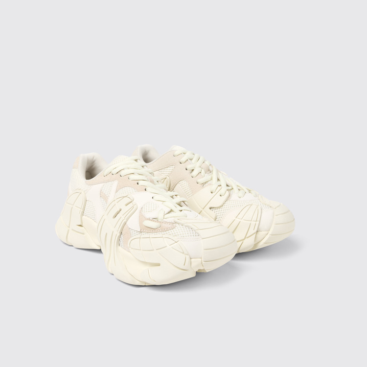 Front view of Tormenta White Textile Sneakers