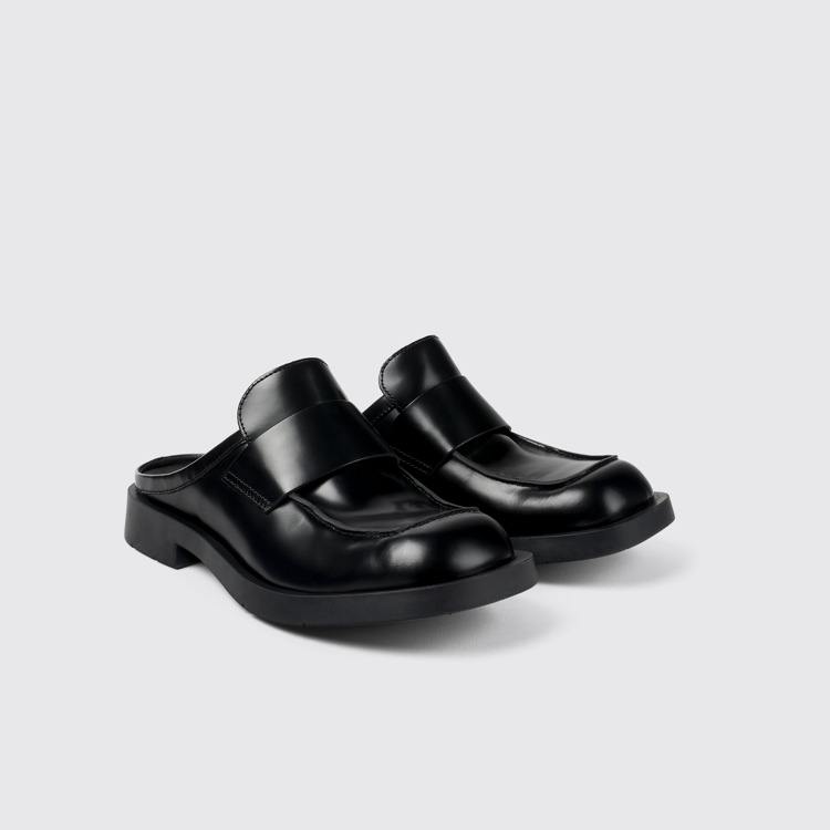 Front view of MIL 1978 Black leather loafer slide