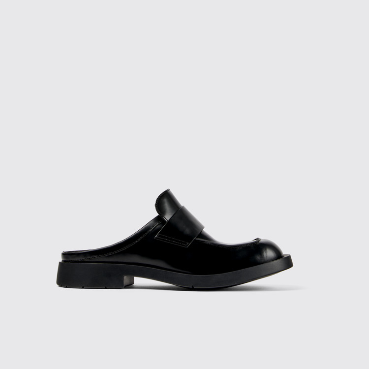 Side view of MIL 1978 Black leather loafer slide