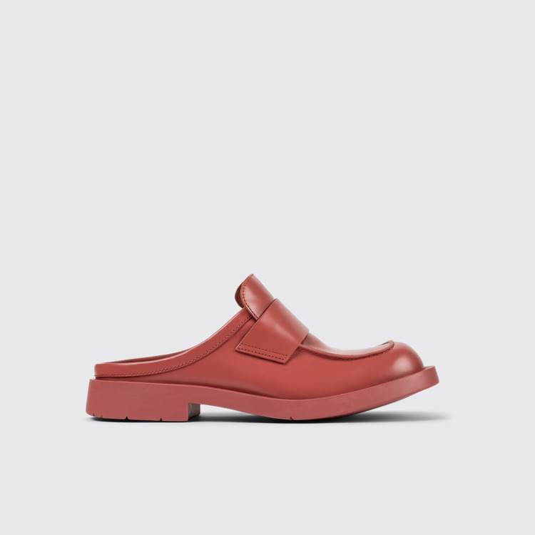 Side view of MIL 1978 Red leather loafer slide