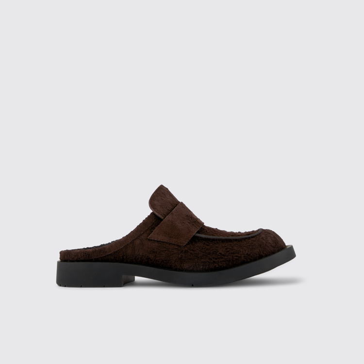 Side view of MIL 1978 Brown Nubuck Slide Loafers