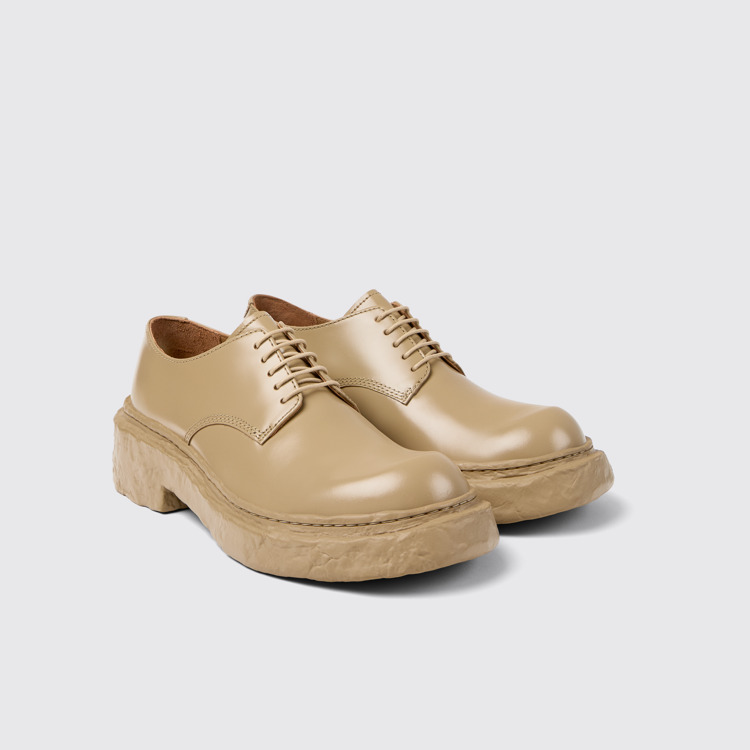 Front view of Vamonos Beige Leather Bluchers