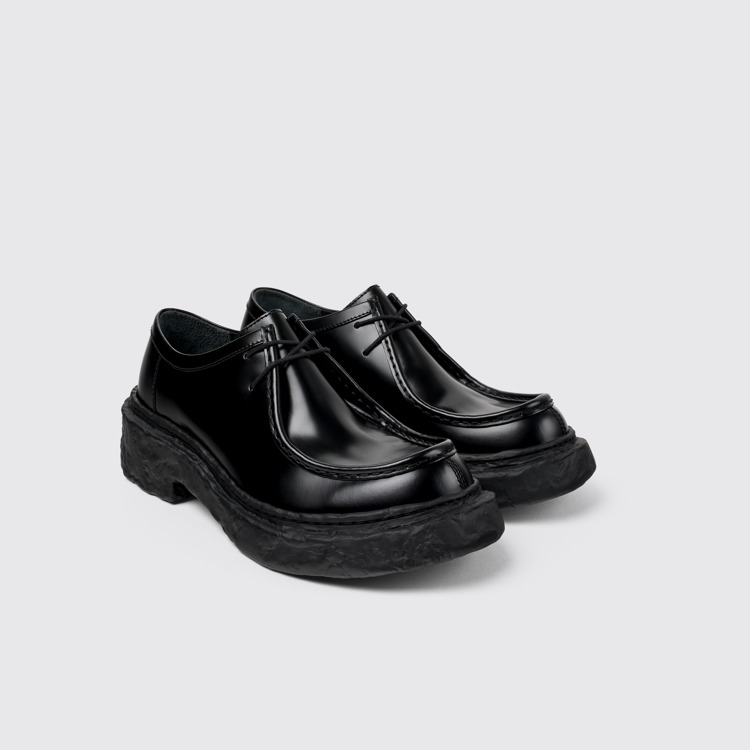 Front view of Vamonos Black Leather Lace-Up Shoes