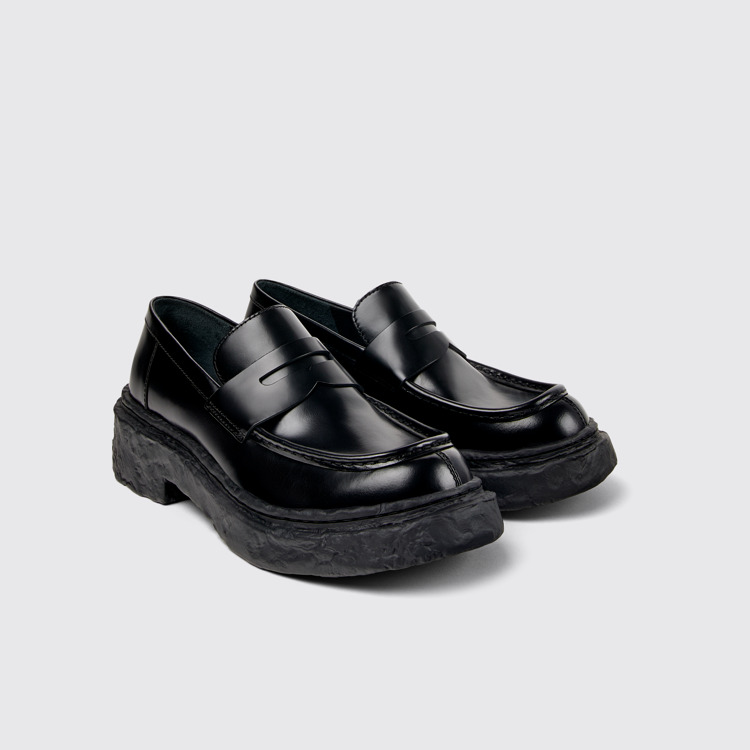 Front view of Vamonos Black Leather Loafers