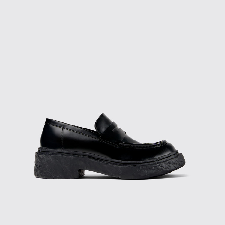 Side view of Vamonos Black Leather Loafers