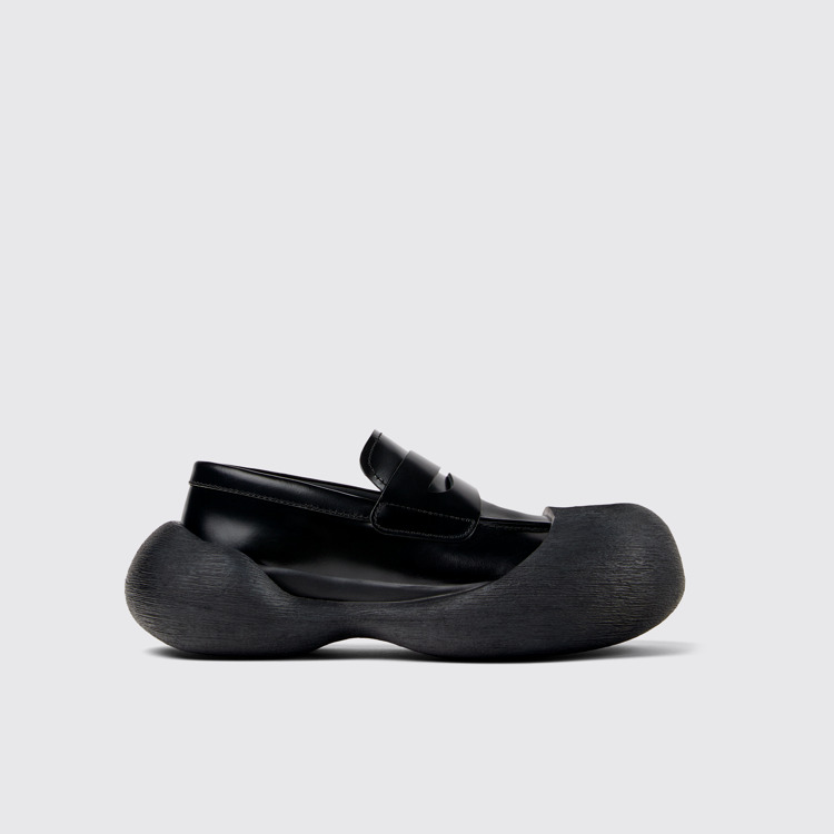 Side view of Caramba Black Leather Loafers