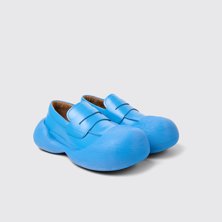 Front view of Caramba Blue Leather Loafers