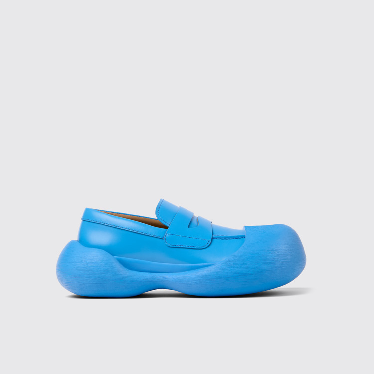 Side view of Caramba Blue Leather Loafers