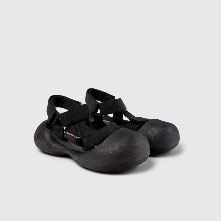 มุมมองด้านหน้าของ Caramba Black Recycled PET Sandals