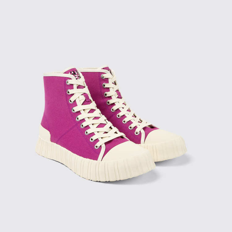 Front view of Roz Purple recycled cotton sneakers