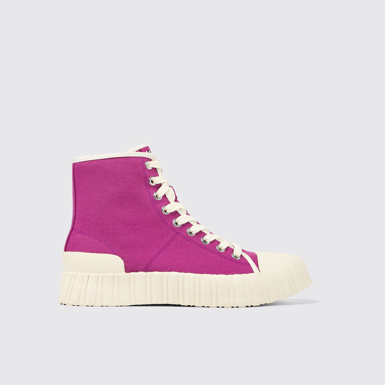 Side view of Roz Purple recycled cotton sneakers