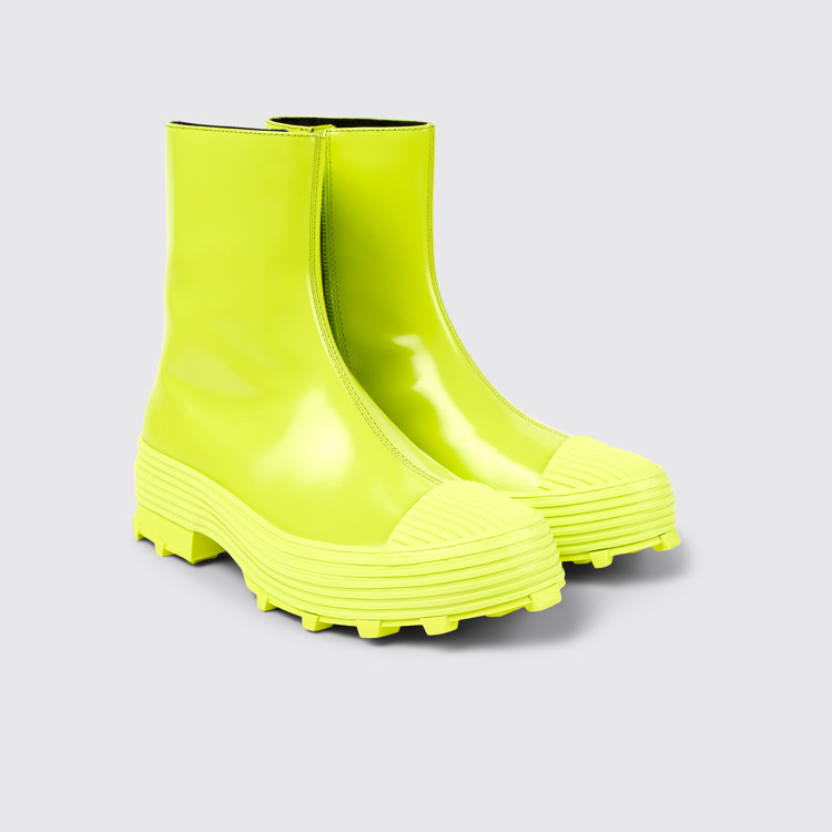 Front view of Traktori Green Leather Zip Boot