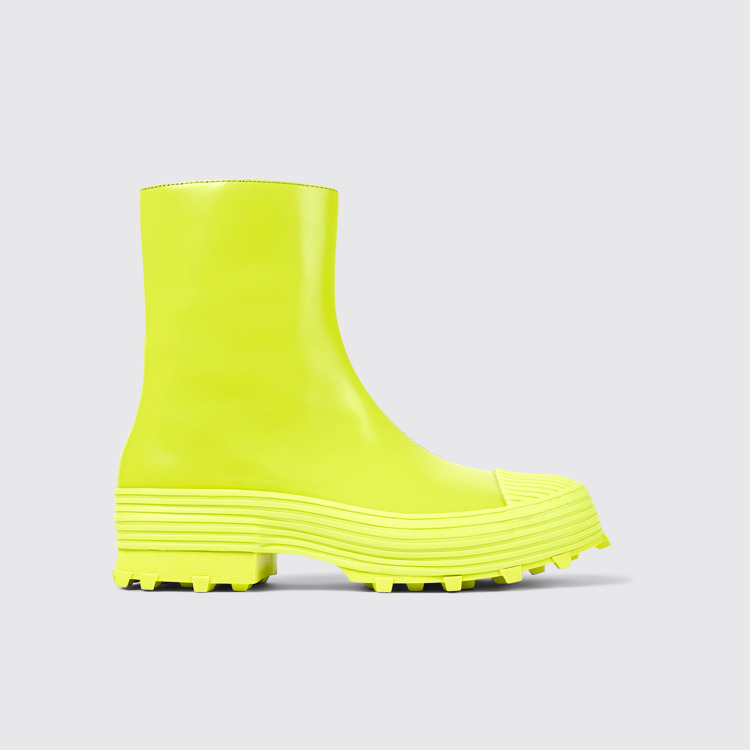 Side view of Traktori Green Leather Zip Boot