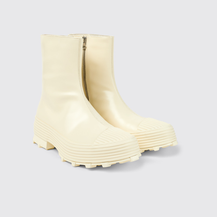 Traktori Bottes zippées en cuir blanc