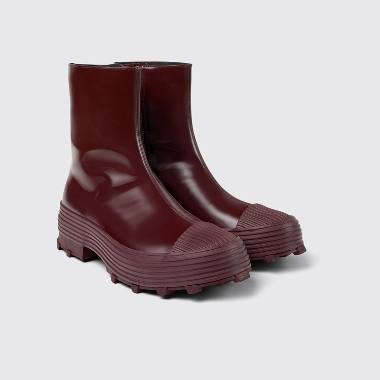 Front view of Traktori Burgundy Leather Boots