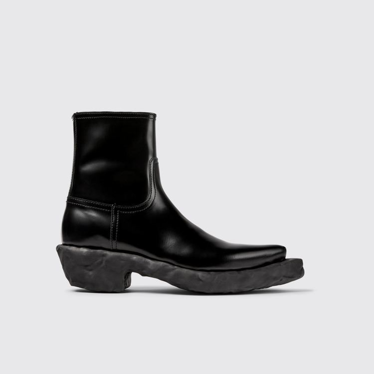 Side view of Venga Black Leather Boots