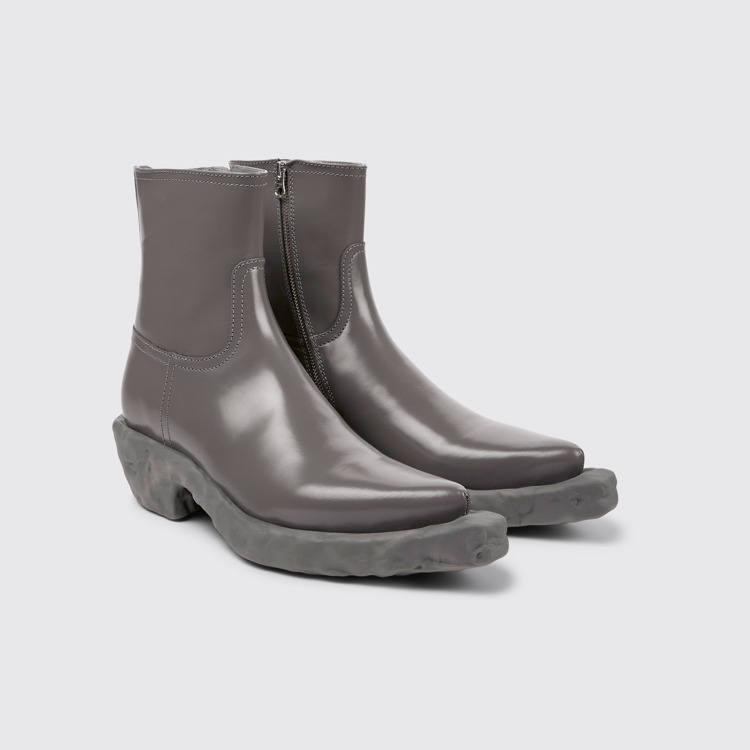 Front view of Venga Gray leather boots