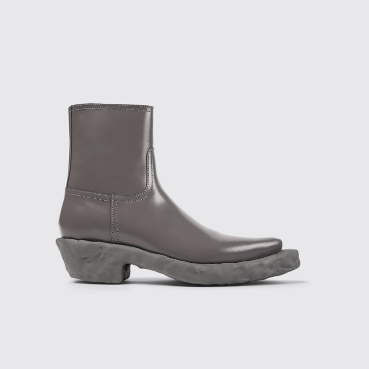 Side view of Venga Gray leather boots