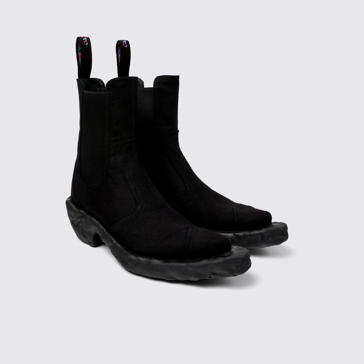 Front view of Venga Black Textile Chelsea Bootie