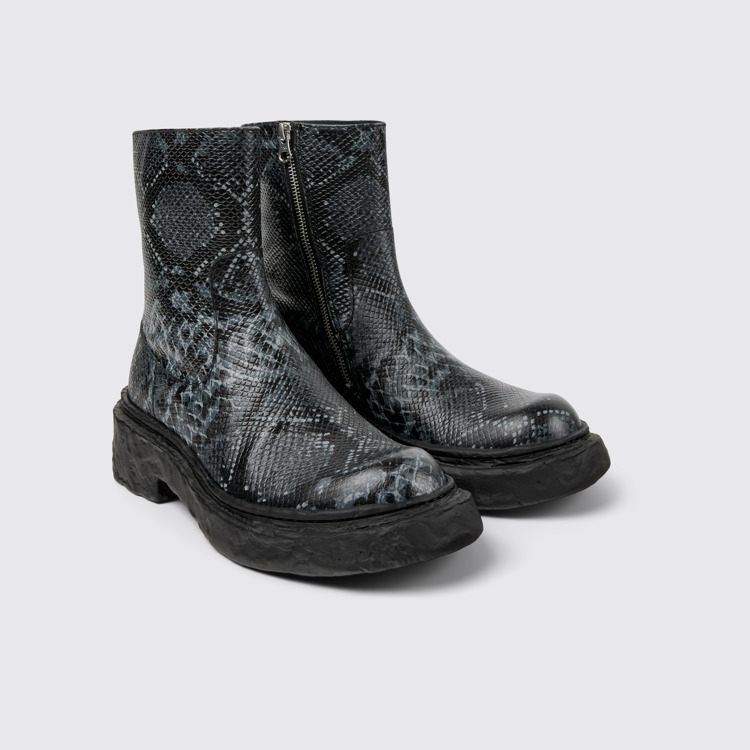 Vamonos Bottes en cuir gris-noir