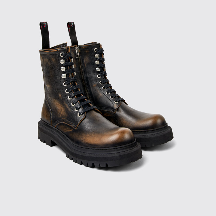 Eki Bottes en cuir brossé tricolores