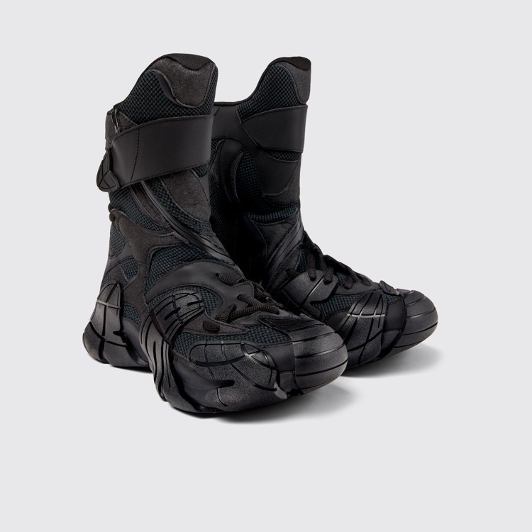 Front view of Tormenta Black Textile Boots