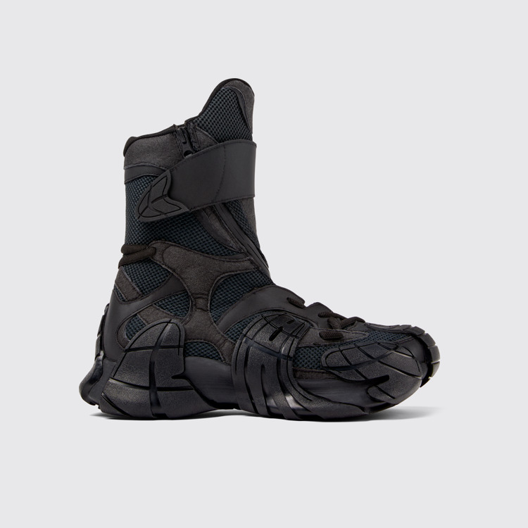 Side view of Tormenta Black Textile Boots