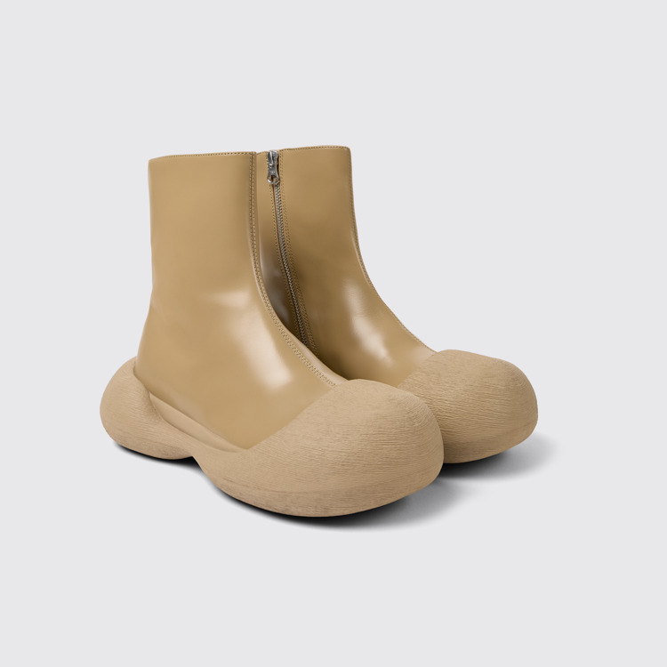 Front view of Caramba Beige Leather Boots