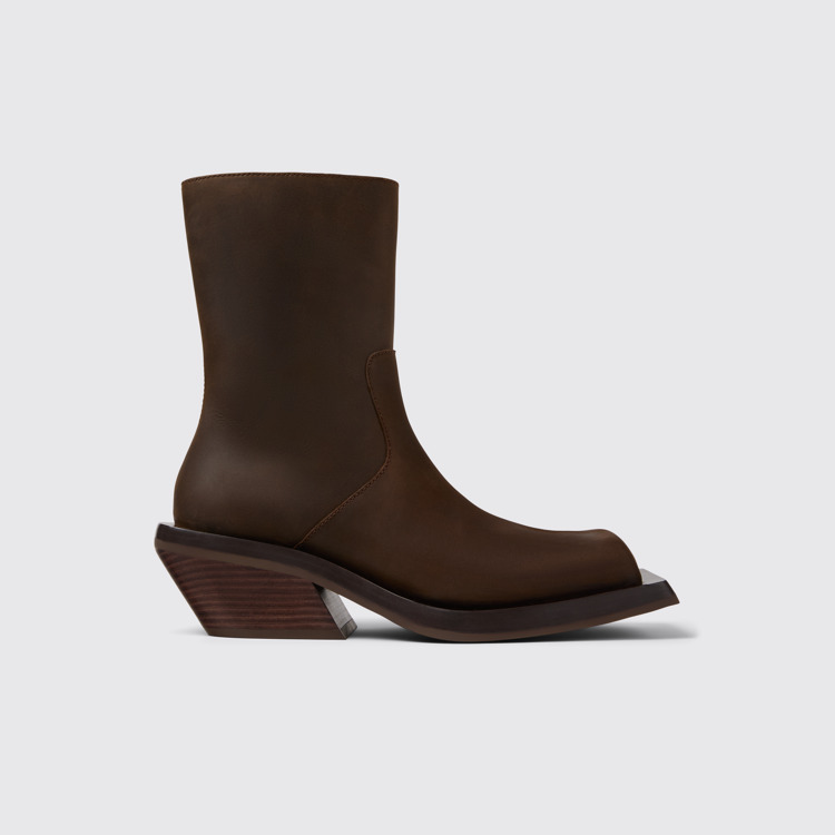 Side view of Quetal Brown Nubuck Boots