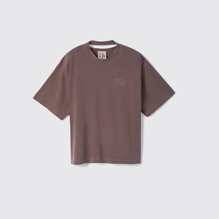 Side view of T-Shirt Dusty Brown Organic Cotton T-Shirt