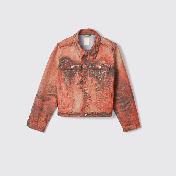 Side view of Denim Jacket Burnt Orange Denim Jacket