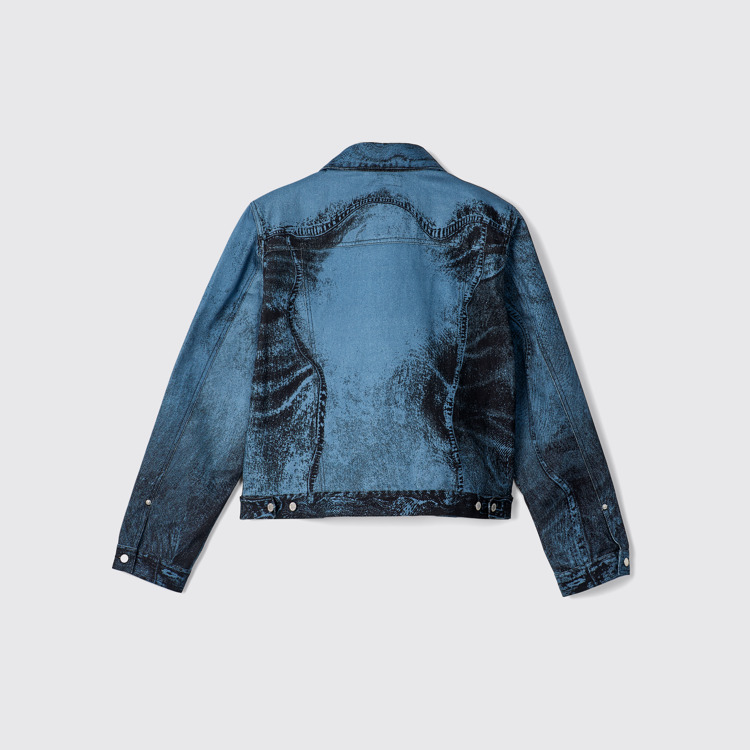 Denim Jacket  Denim jack met donkerblauw-zwarte distorted print