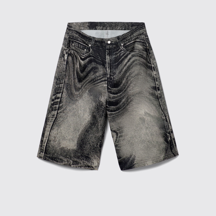 Denim Shorts Schwarz-graue Jeansshorts