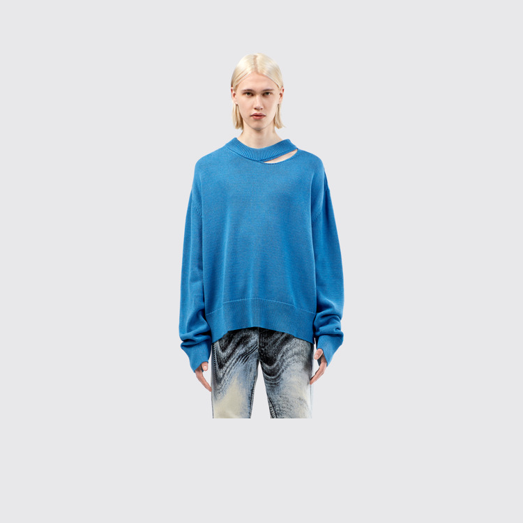 Melange Knit Sweater Blue Melange Knit Sweater