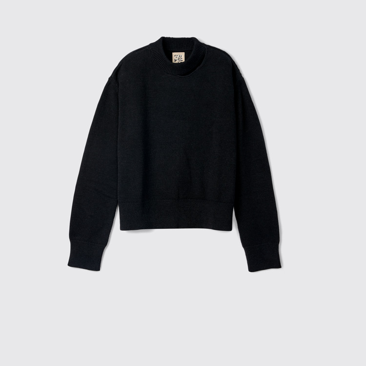 Melange Knit Sweater Pull noir en tricot chiné