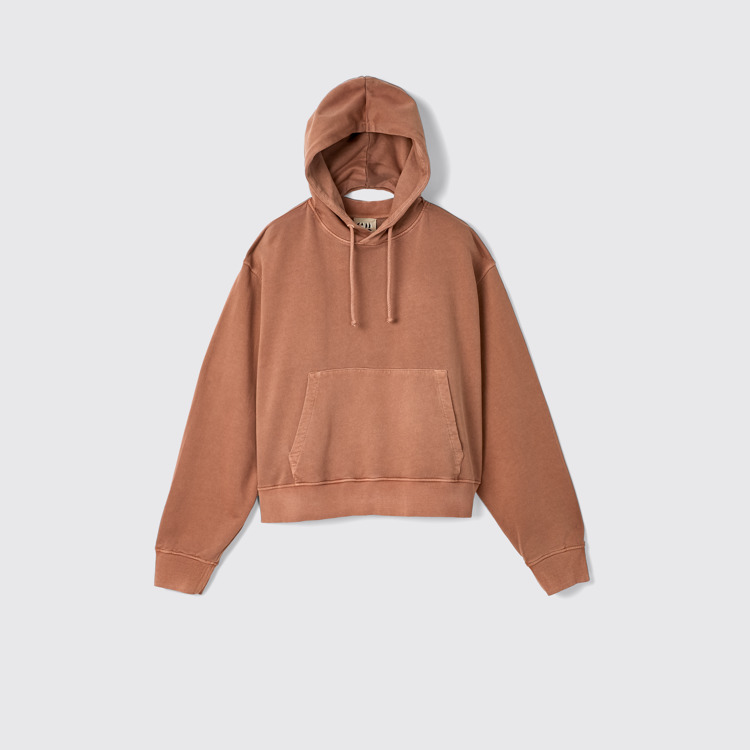 Side view of Hoodie Terracotta Mineral Dye Boxy Hoodie